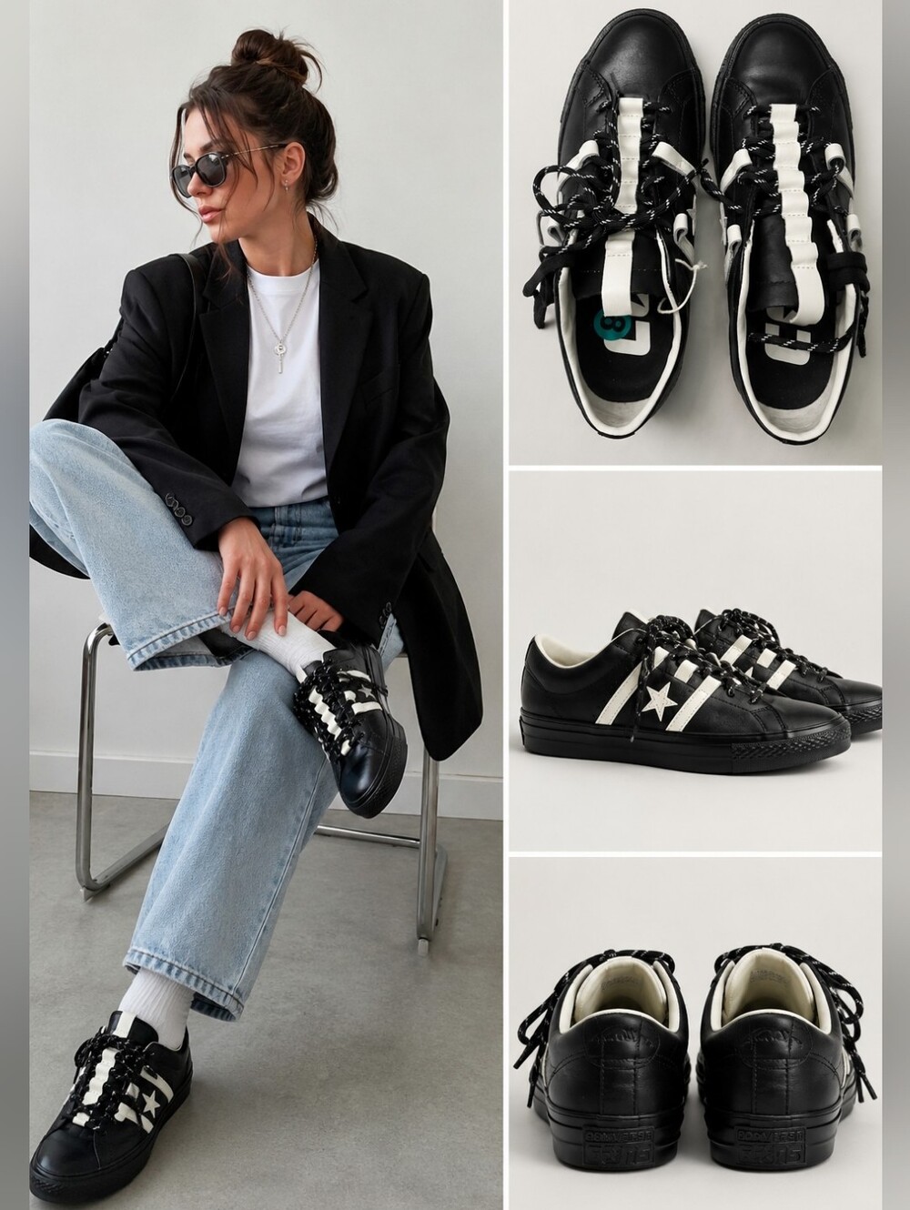 Converse All Star Black & White Leather Sneakers – Unisex